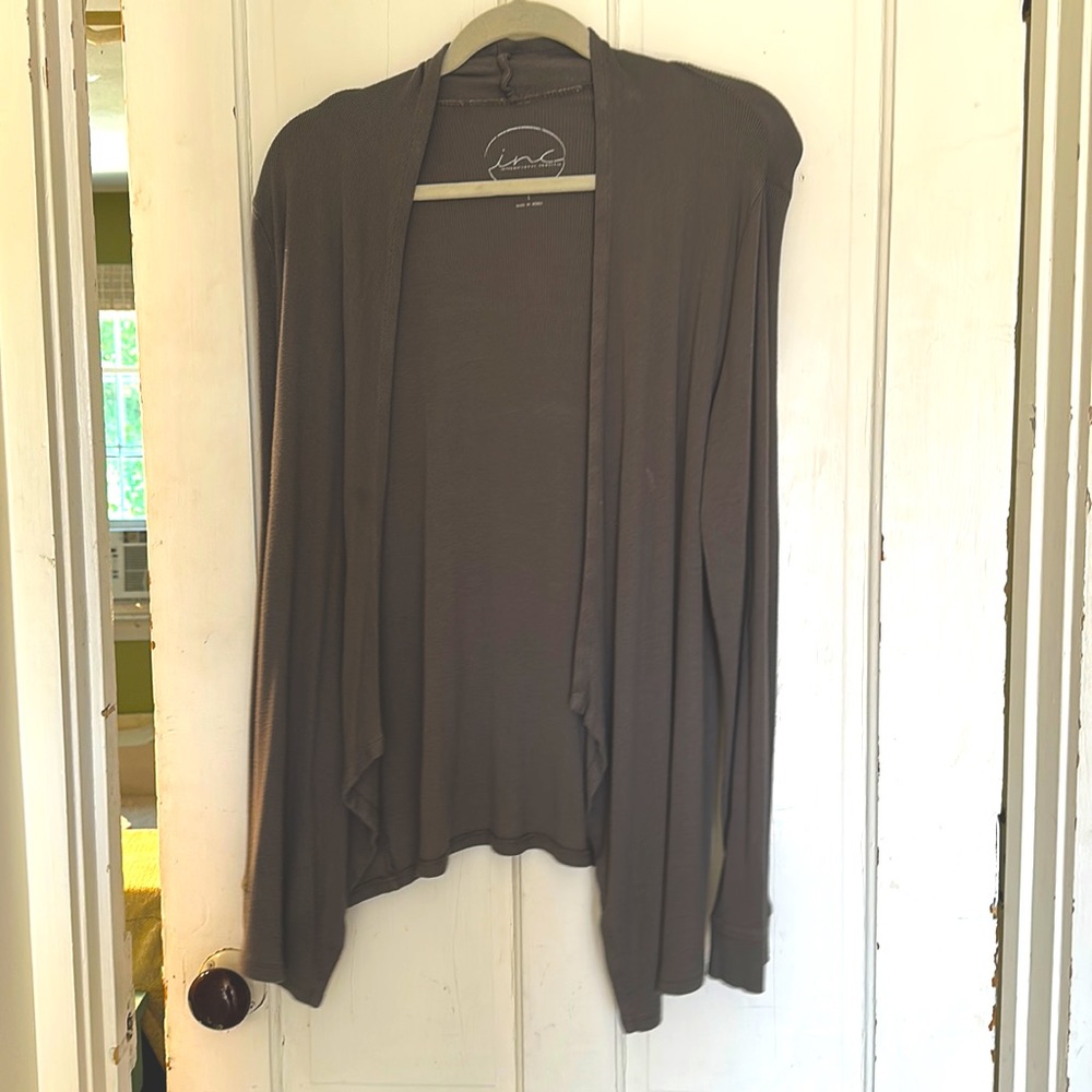 Draped light brown draped cardigan INC